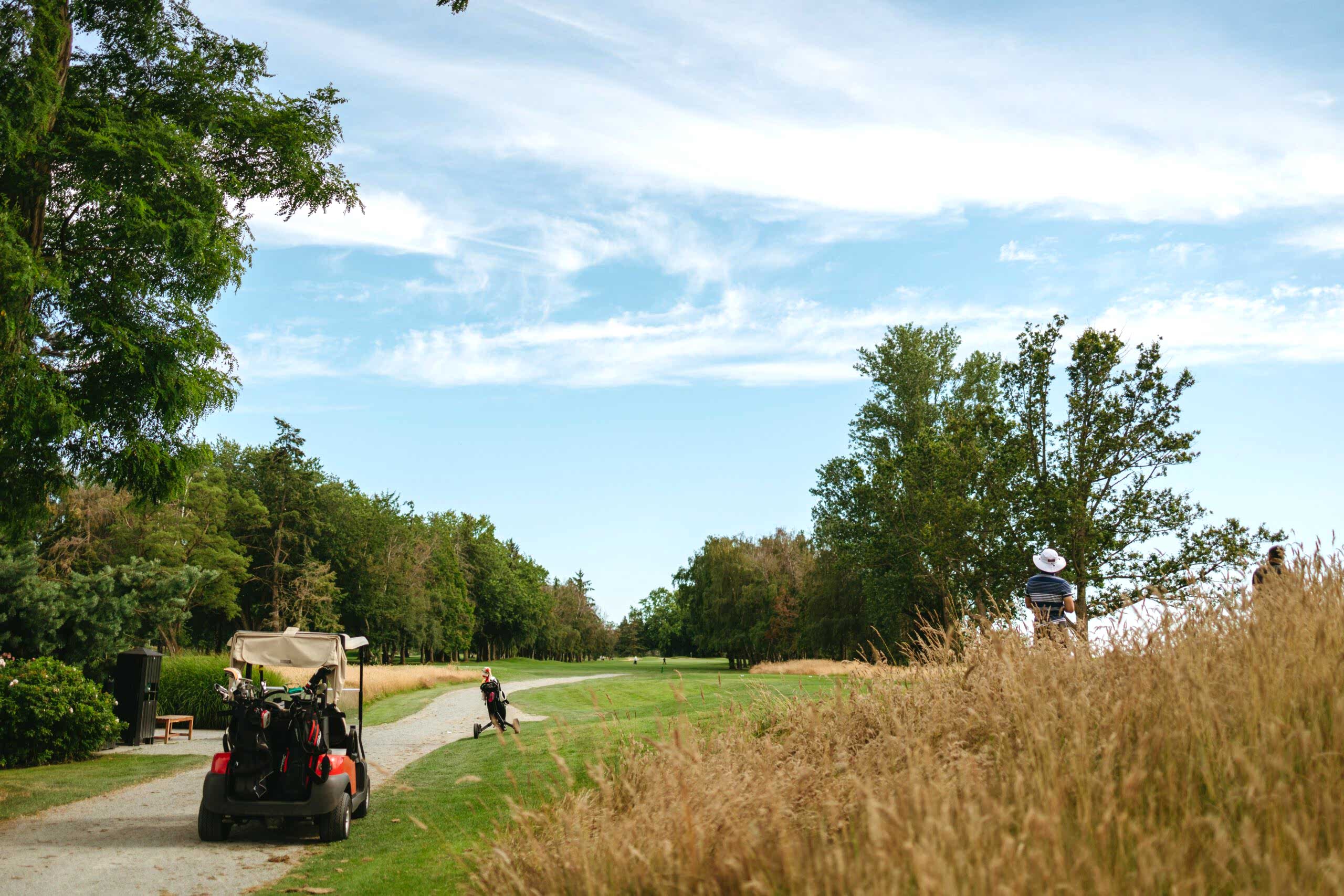 golf cart next to tee box
