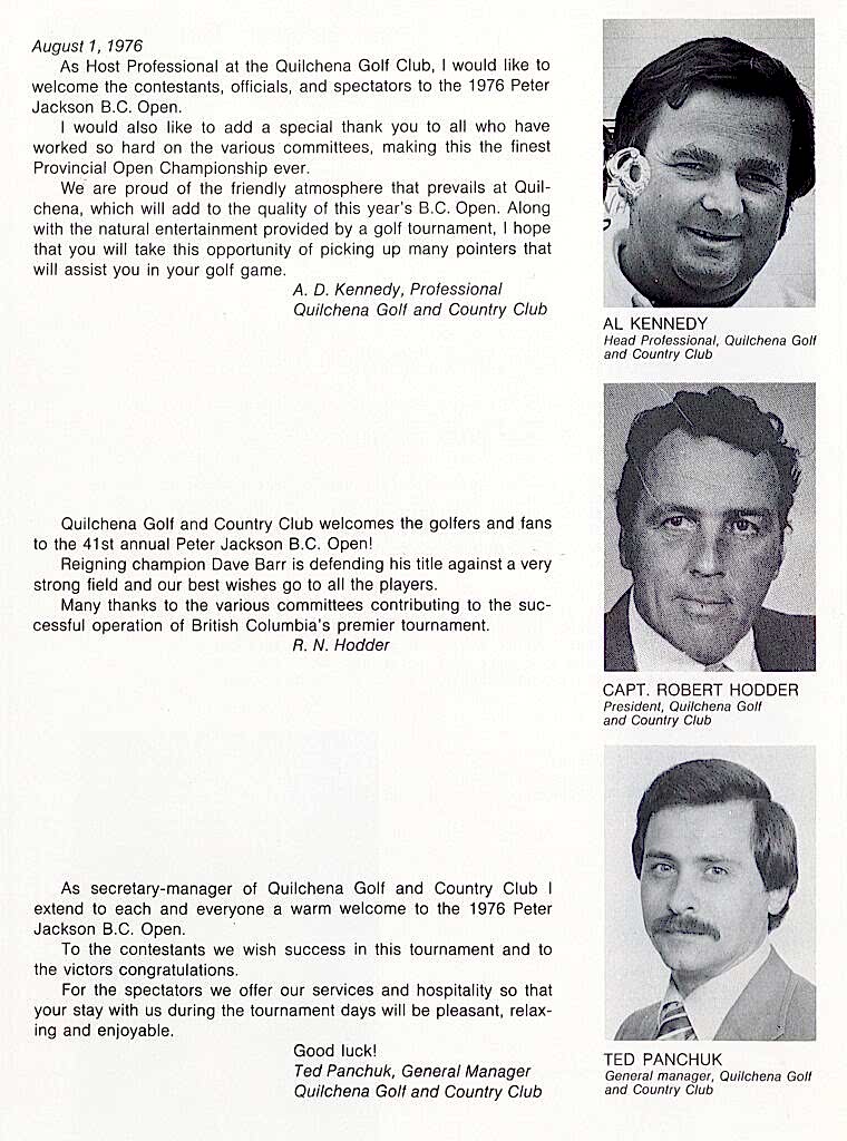 Head professional, President, and General Manager, 1976